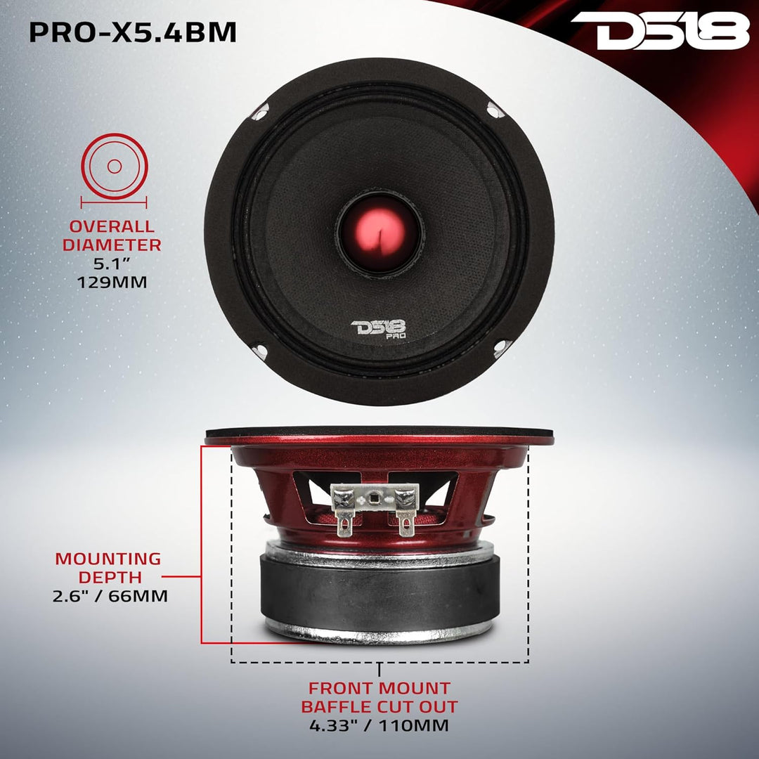 DS18 PRO-X5.4BM PRO Series Midrange Kugel Lautsprecher - Set von 1-5,25" 5.25 Inches 13 cm 13 Zentim
