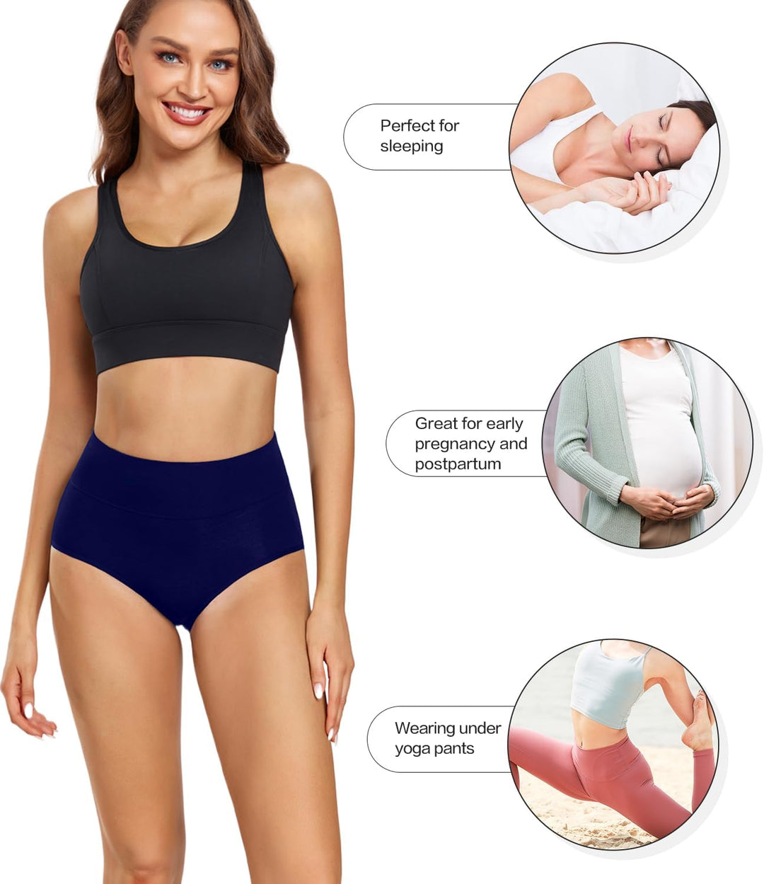 wirarpa Damen Unterhosen Baumwolle Unterwäsche Hohe Taille Slips Hoher Taillenslip für Frauen 5er Pa