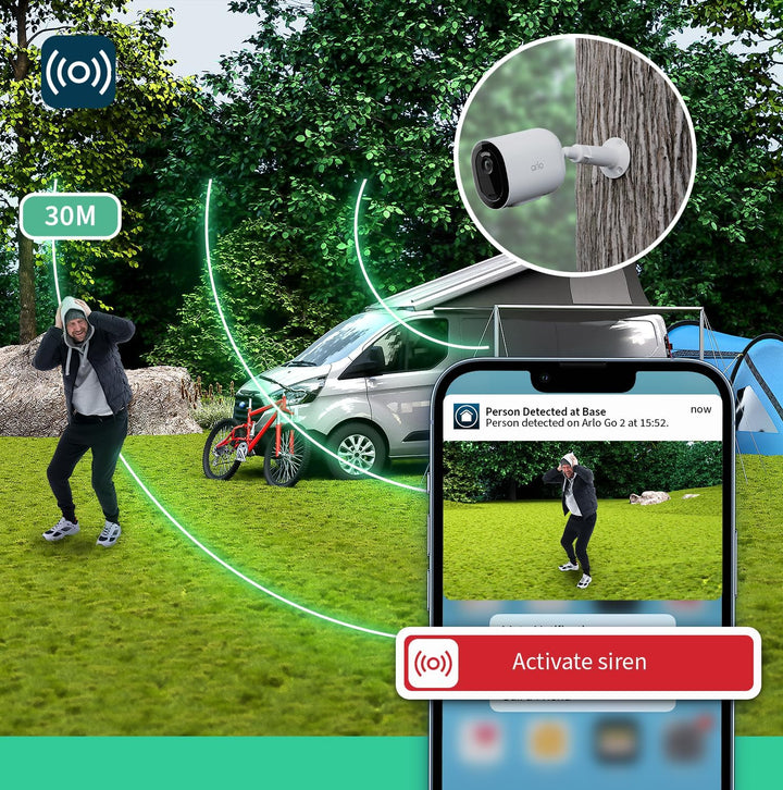 Arlo Go 2 Überwachungskamera Aussen Mit Sim Karte, Kabellos, 3G/4G LTE Ohne WLAN, Wetterfest, Spotli
