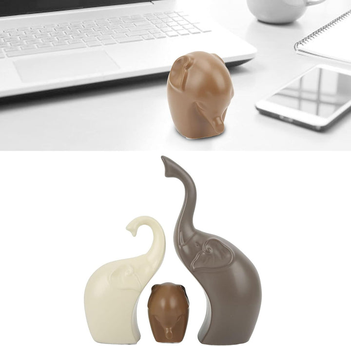 3 Stück Keramik Elefanten Figur Deko, 23cm Helle Farbe Moderner Stil Porzellan Elefant Statue, Feng