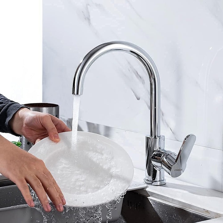 ONECE Küchenarmatur mit 360° schwenkbar Auslauf, Wasserhahn Hochdruck Armatur Küche Mischbatterie Ei