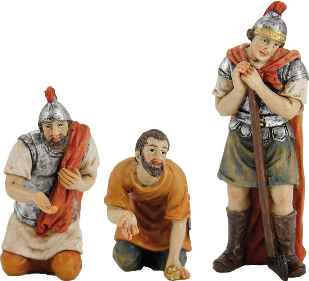 FADEDA 3X Passionsfiguren: Spiel um Kleider Jesu/Höhe:9 cm/handbemalt/detailgetreue Krippen Figuren