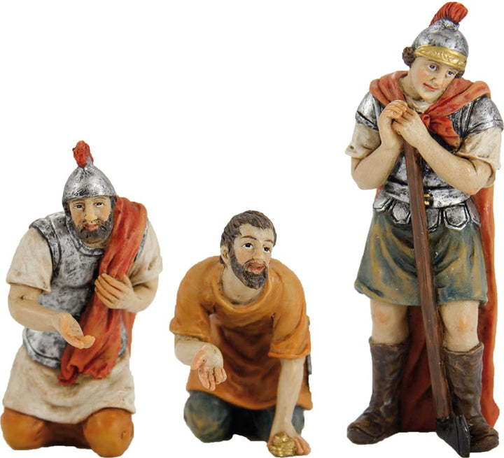 FADEDA 3X Passionsfiguren: Spiel um Kleider Jesu/Höhe:9 cm/handbemalt/detailgetreue Krippen Figuren