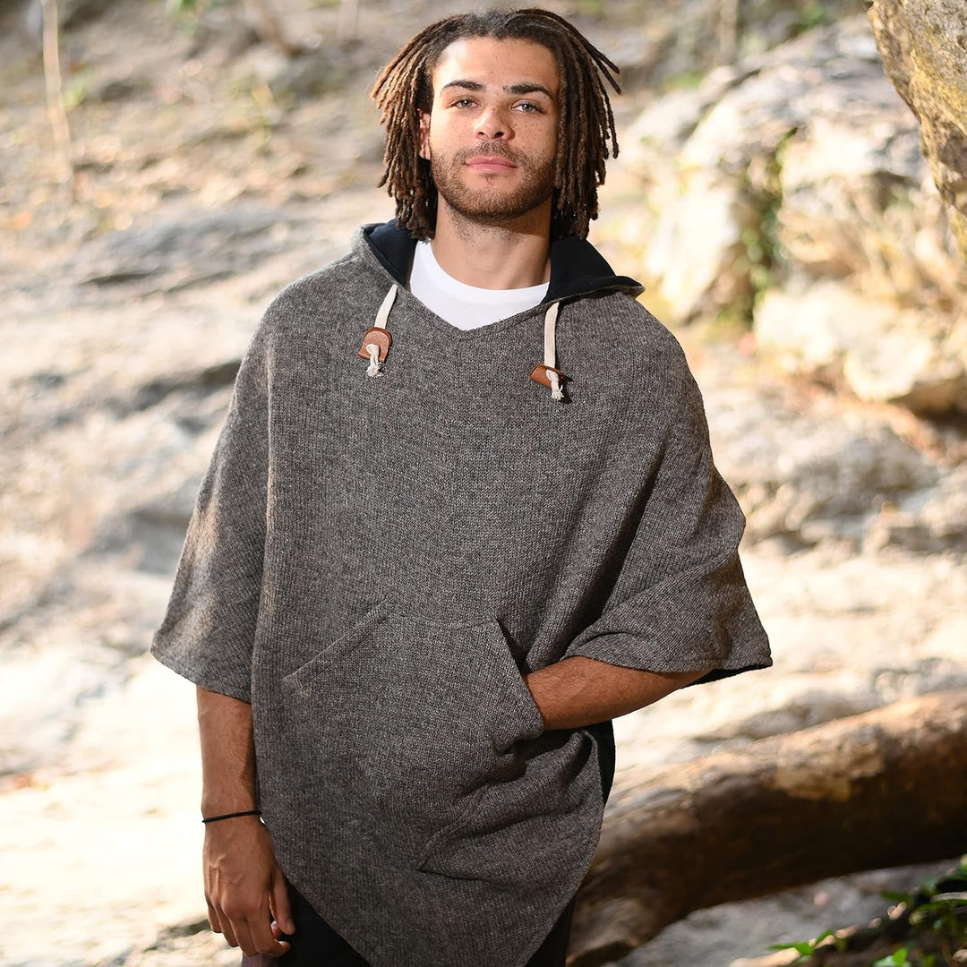 virblatt - Poncho Herren Wolle & Poncho Damen | Wolle &Polarfleece Herren Poncho Winter Fleece warm
