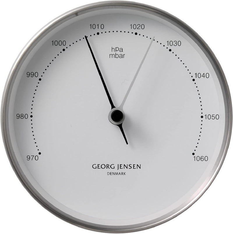 Georg Jensen Barometer Henning KOPPEL 10cm Stahl-weiss