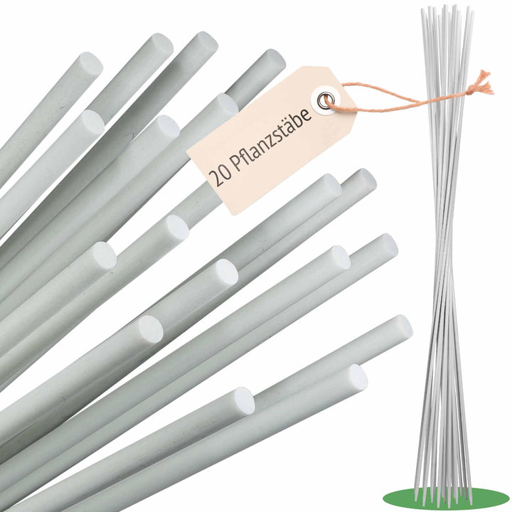 20 Weisse 1m x 7 mm Rankstäbe aus Glasfaser Fiberglas GFK Weiss - 20 Stück 7mm, Weiss - 20 Stück 7mm