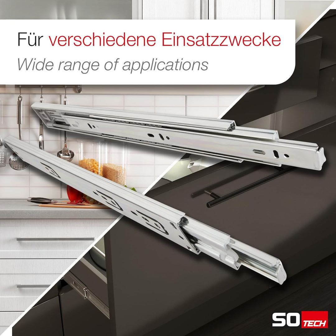 1 Paar Vollauszüge KV2-35-H45-L700-SE mit Selbsteinzug Länge 700 mm Höhe 45 mm Führungsschienen bela