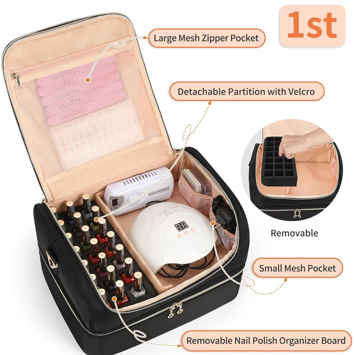Nagellackaufbewahrung, Doppelschicht Nagellack Organizer Tasche Reise Nagellack Aufbewahrungsbox für