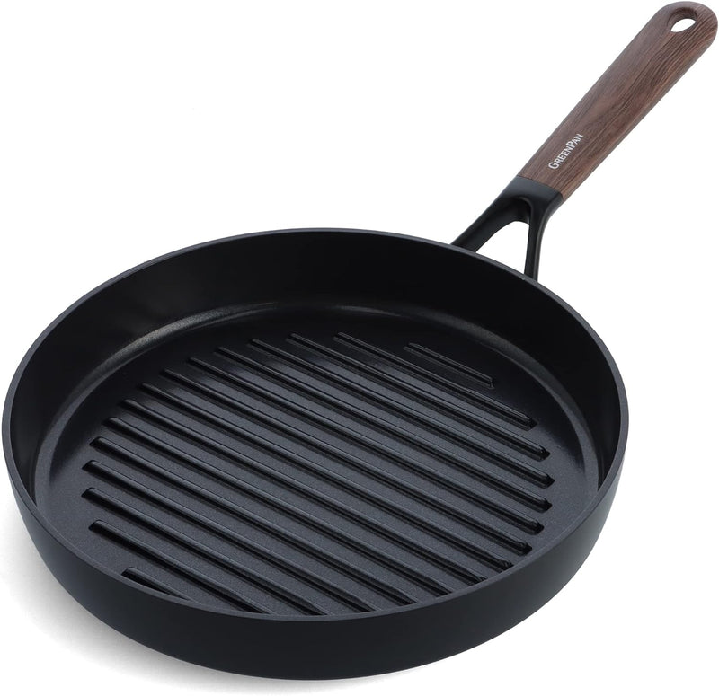 GreenPan Eco-Smartshape Gesunde keramische Antihaft-Grillpfanne, 28 cm, dunkles Holz, PFAS-frei, ind