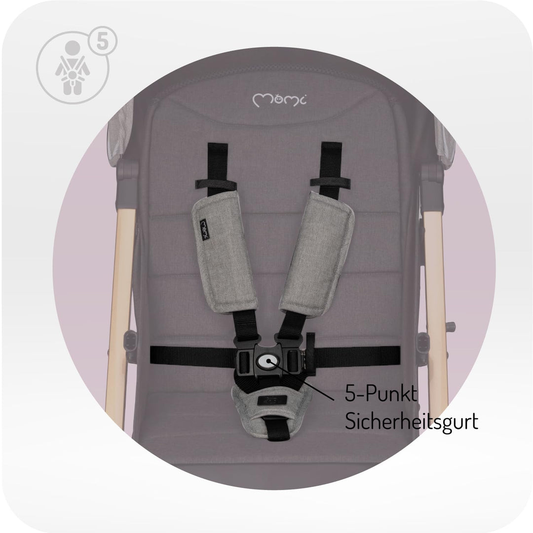 MoMi ESTELLE DAKAR Kinderwagen ab 6. Monat (bis 22 kg), klappbarer Buggy mit 5-Punkt-Sicherheitsgurt