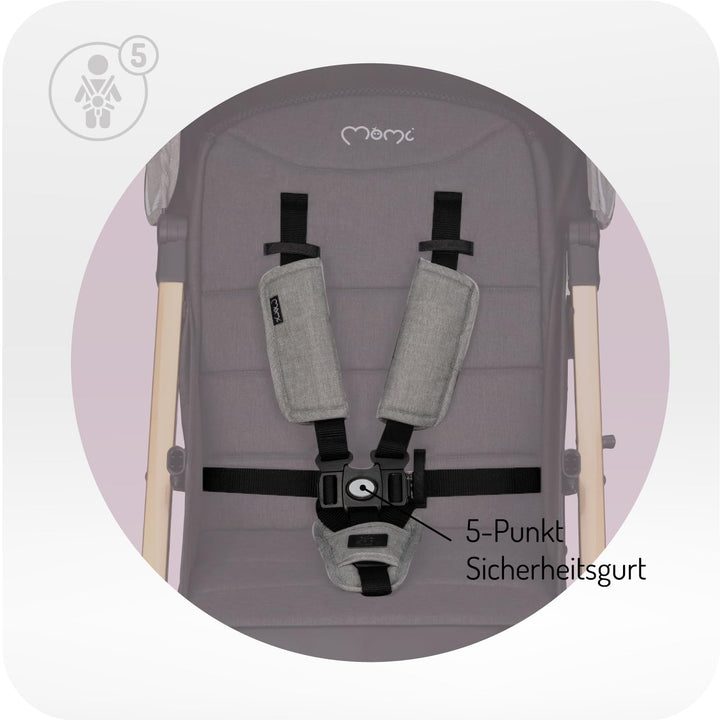 MoMi ESTELLE DAKAR Kinderwagen ab 6. Monat (bis 22 kg), klappbarer Buggy mit 5-Punkt-Sicherheitsgurt
