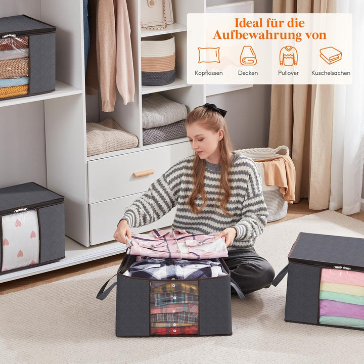 Lifewit 8 Stück Aufbewahrungstasche, Aufbewahrungsbox mit Deckel, Kleiderschrank Organizer Faltbare