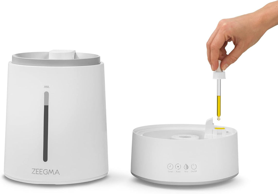 ZEEGMA Vers IONI Luftbefeuchter mit Luftionisierungs- und Aromatherapie-Funktion, 260 ml/h, Hygromet