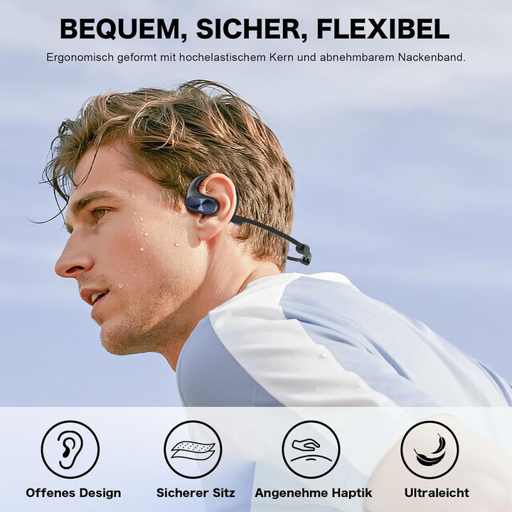 Offene kabellose Kopfhörer mit Bluetooth 5.3, räumlicher Sound, Mikrofone für Anrufe, 55 Stunden Wie