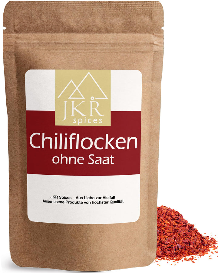 JKR Spices Chiliflocken ohne Saat 1000g | Chili Flocken ohne Kerne | Chili Flakes im wiederverschlie