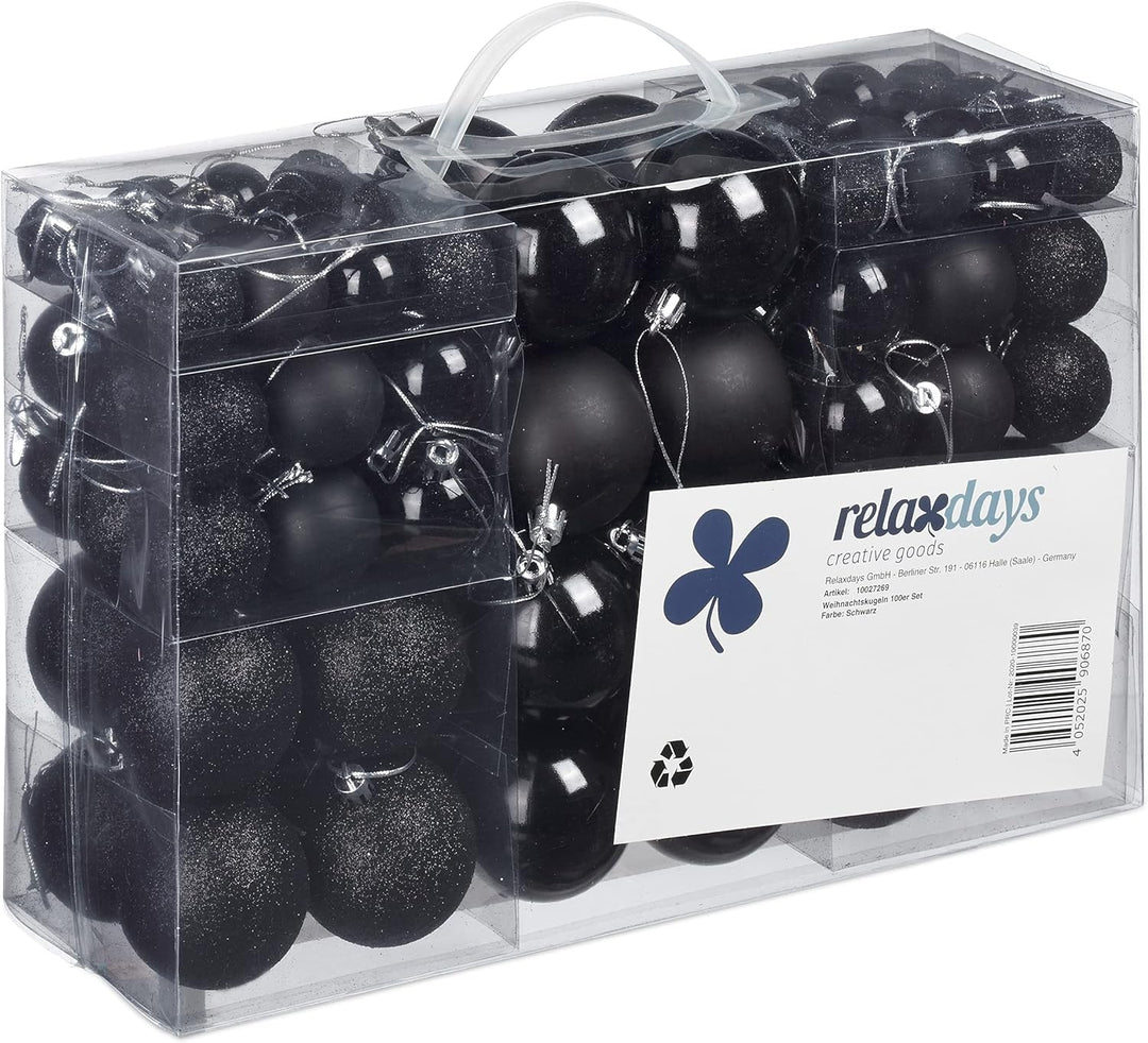 Relaxdays Weihnachtskugeln, 100er Set, Weihnachtsdeko, matt, glänzend, glitzernd, Christbaumkugel ∅