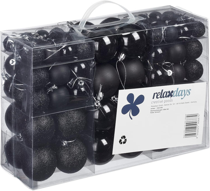 Relaxdays Weihnachtskugeln, 100er Set, Weihnachtsdeko, matt, glänzend, glitzernd, Christbaumkugel ∅