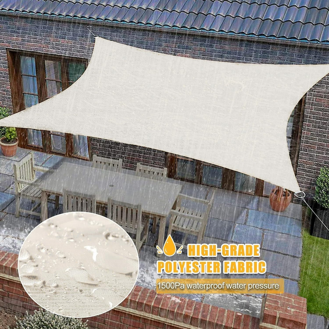 ABIUBIU wasserdichte-Sonnensegel 3x4m mit eingebauter LED-Solar-Lichterkette, 98% UV-Schutz, reiBfes