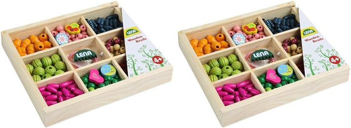 Lena Holzperlen Holzkassette, mittel 32012, 3 Jahre to 12 Jahre (Packung mit 2) Mittel (Packung mit