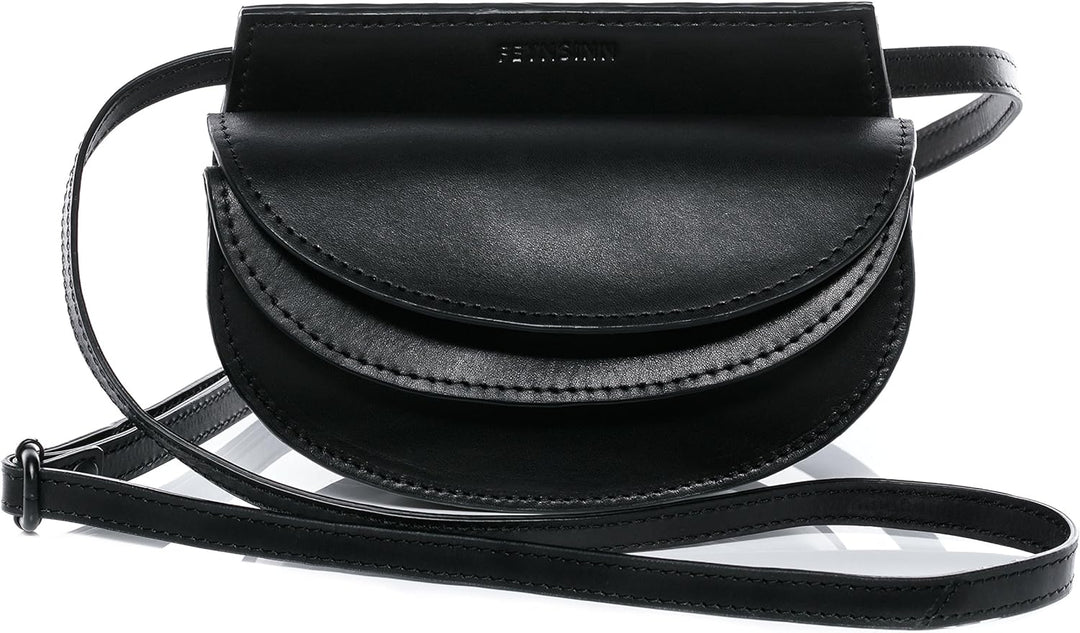 FEYNSINN Berlin Umhängetasche MARVI aus Premium Leder I Hüfttasche klein für Damen I Body Bag schwar