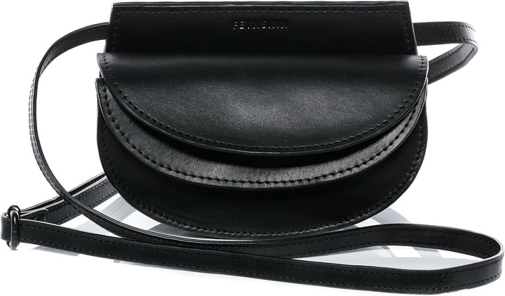 FEYNSINN Berlin Umhängetasche MARVI aus Premium Leder I Hüfttasche klein für Damen I Body Bag schwar