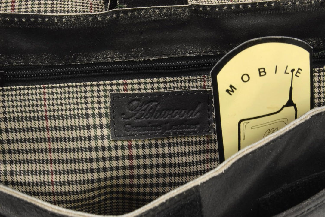 Ashwood -Leder - Umhängetasche/Schultertaschen/Arbeitstasche CAMDEN Schwarz, Schwarz