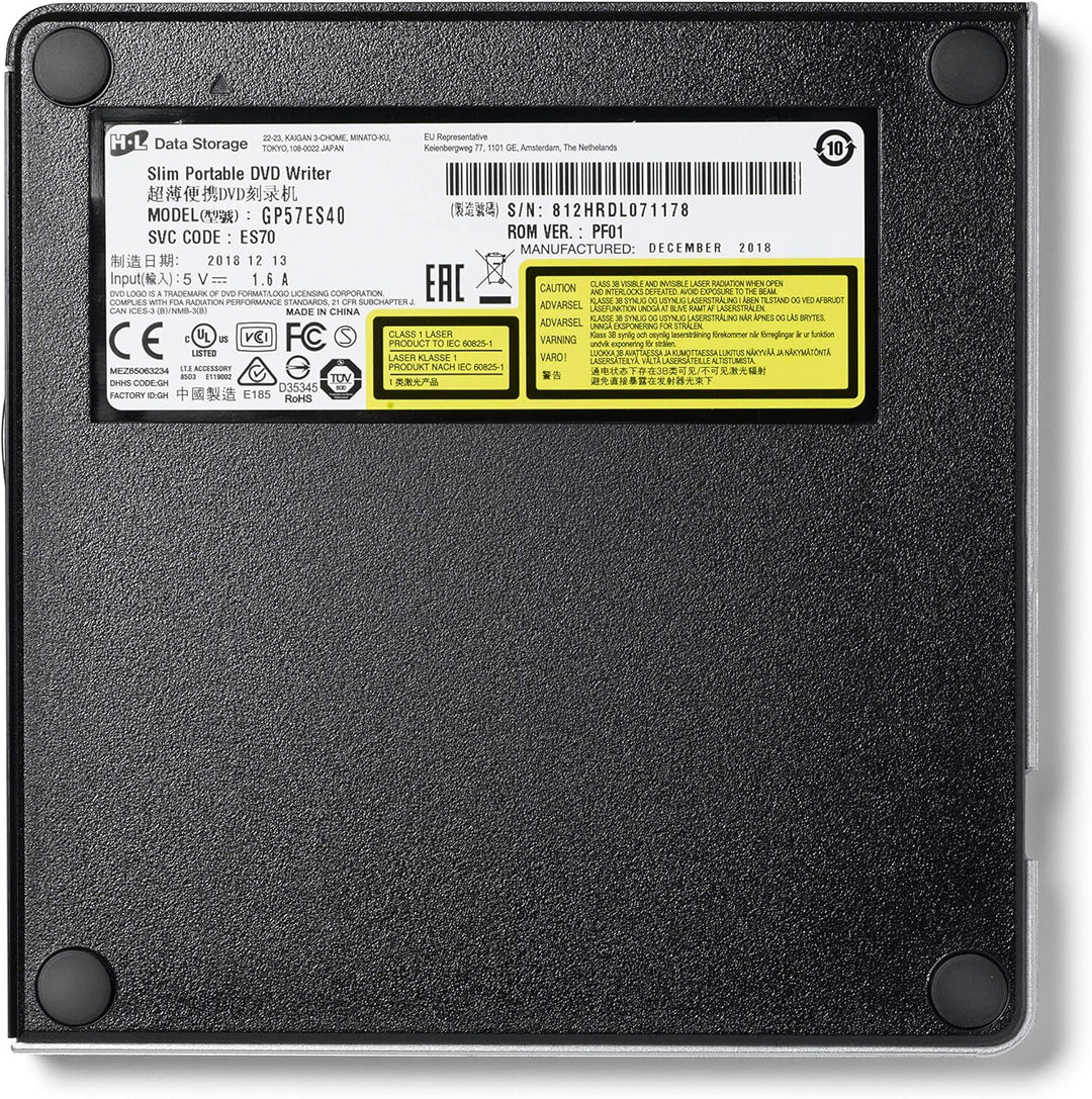 Hitachi-LG GP57 External DVD Drive, Slim Portable DVD Player/Writer for Laptop/Desktop PC, with USB