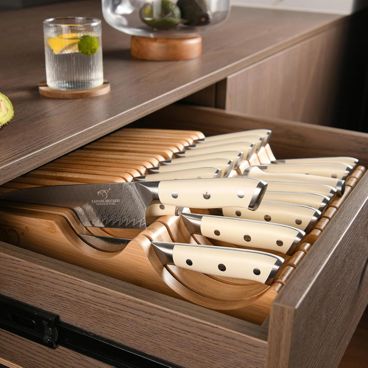 NANFANG BROTHERS Profimesser Damaskus Messerblock Holz Set 14er Damastmesser küchenmesser Kochmesser