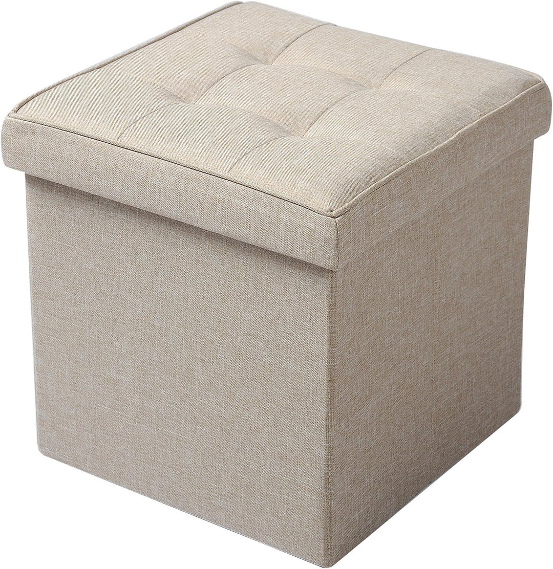 WOLTU 2er Set Sitzhocker mit Stauraum Sitzwürfel Sitzbank Faltbar Truhen Aufbewahrungsbox, Deckel Ab