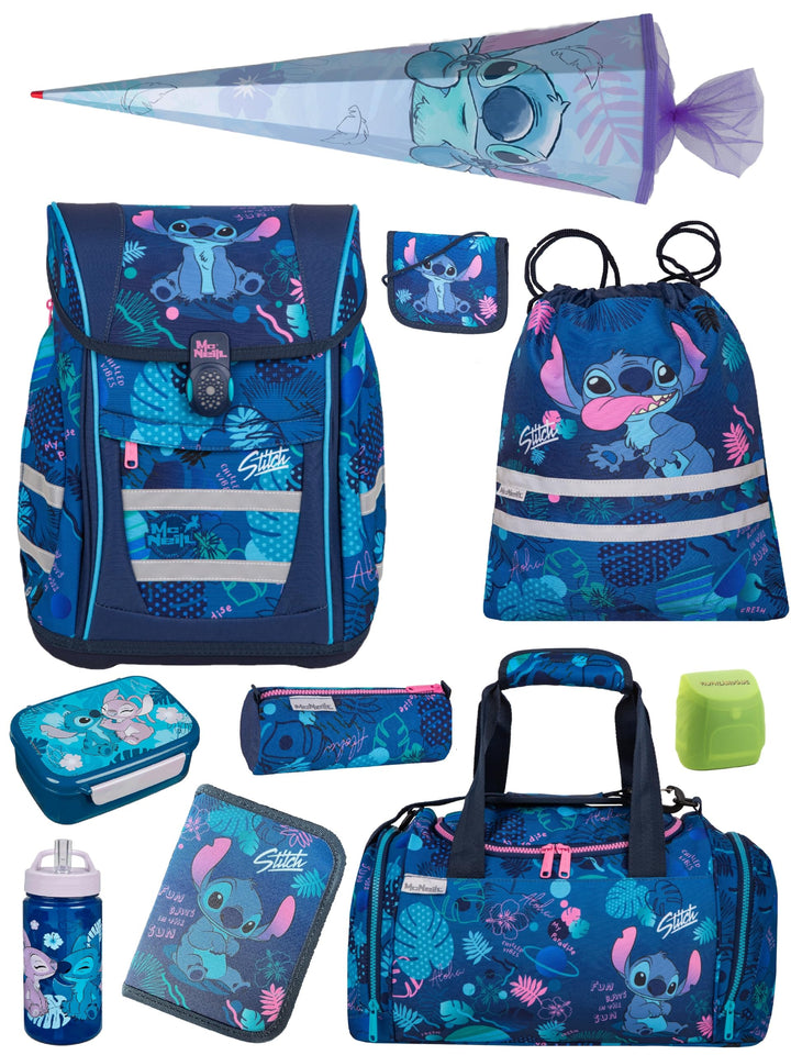 Familando - McNeill Teneris Schulranzen Set - 10-teilig mit Schultüte - Stitch - Ergonomisch & Verst
