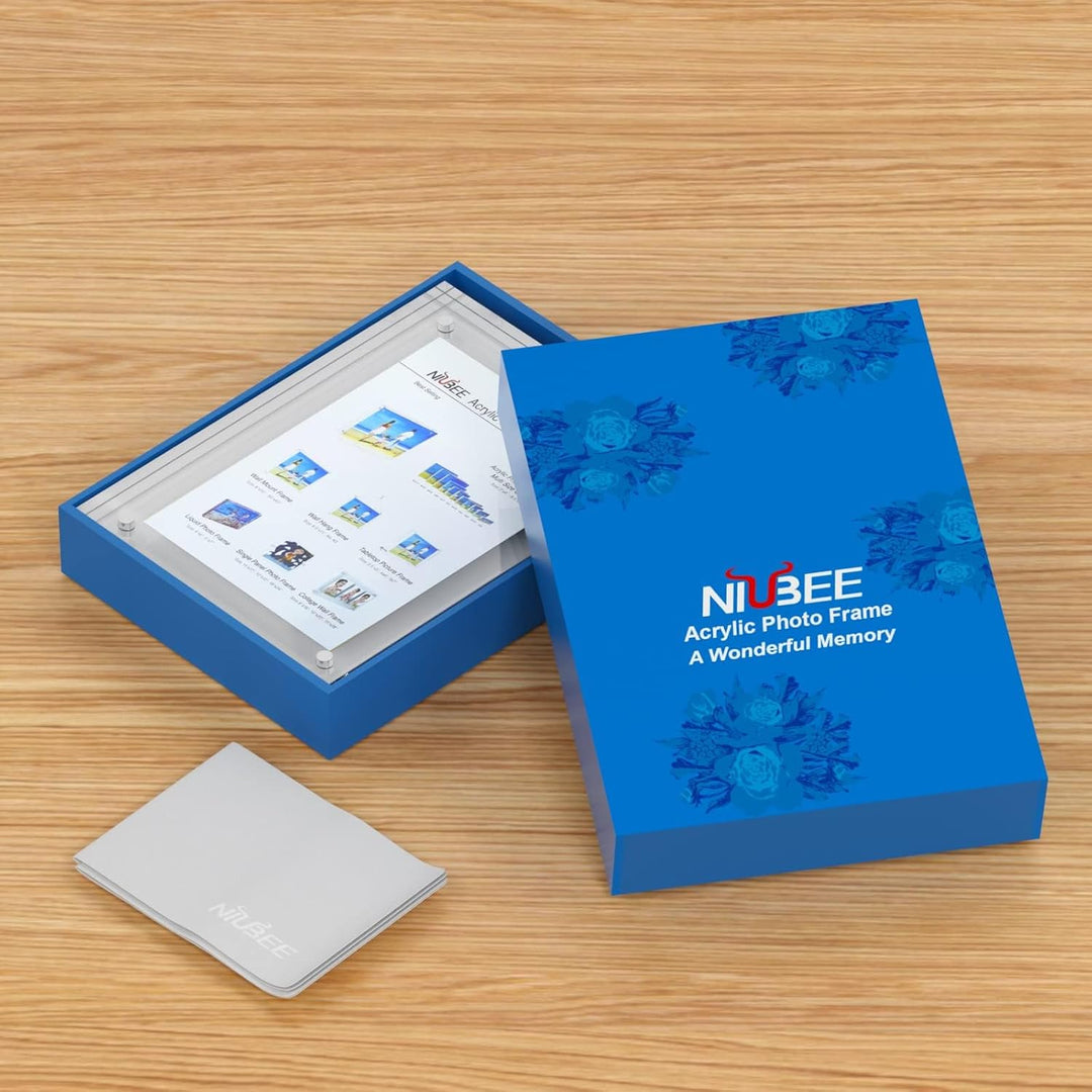 Niubee Acryl-Bilderrahmen, magnetisch, doppelseitiger Bilderrahmen, vertikal und horizontal, freiste