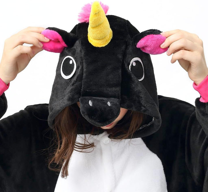 Katara 1744 Jumpsuit, UnisexÊ? Erwachsene, Einhorn Schwarz, Körpergrösse 165-175cm (L) Einhorn Schwa
