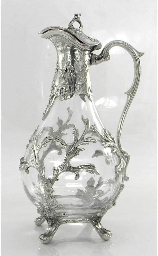 Cavagnini Geblasene Glaskanne Hartzinn Jugendstil 100% Made in Italy Kunsthandwerk