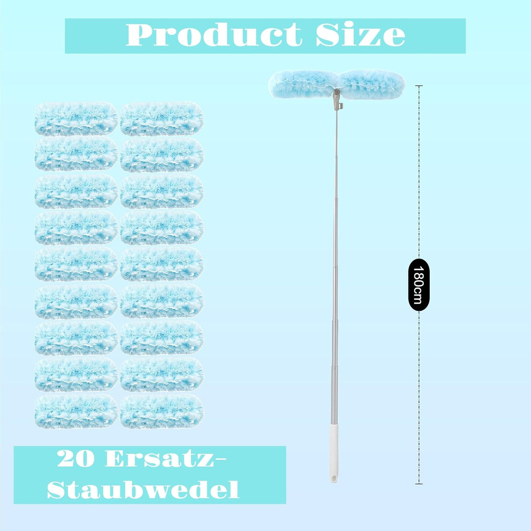 Staubwedel, 180cm Staubwedel Teleskop, Staubmagnet(Blau) | Kompatibel mit Swiffer Staubmagnet Grad 3