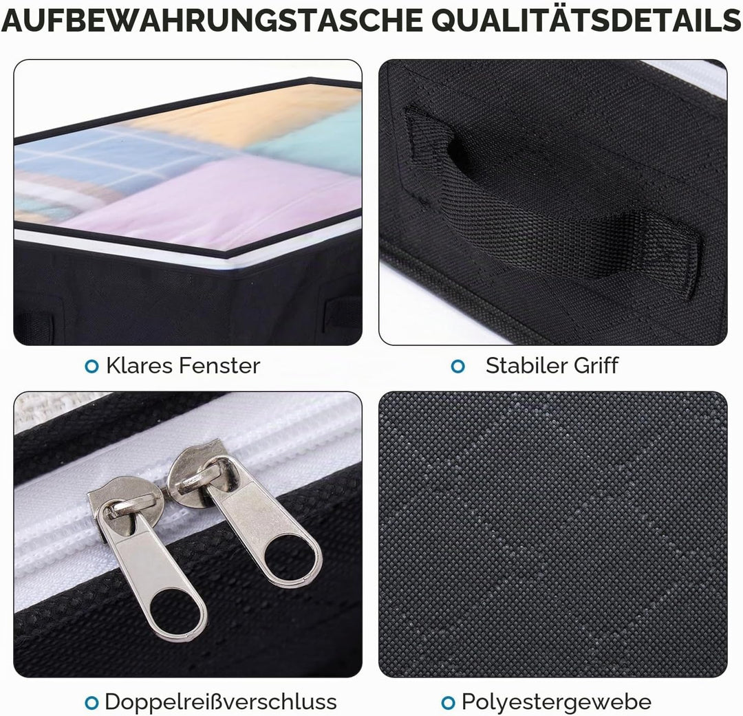 Boic 4 Stück Faltbarer Unterbettkommoden, 90L Unterbett Aufbewahrungsbox Aufbewahrungsbox Mit Deckel