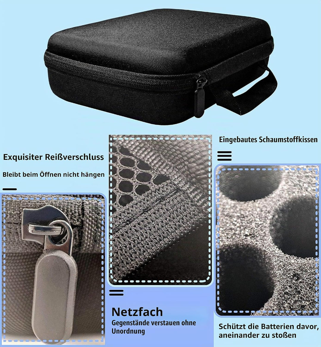 Batterie Aufbewahrungsbox, Tragetasche Batteriebox, Batteriegehäuse mit Netztasche Hält 40+ Batterie