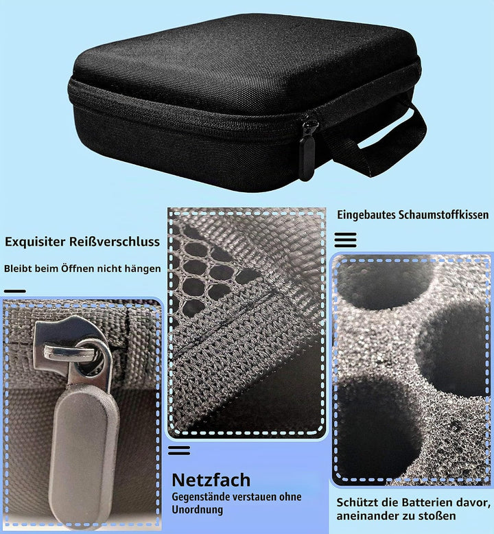 Batterie Aufbewahrungsbox, Tragetasche Batteriebox, Batteriegehäuse mit Netztasche Hält 40+ Batterie