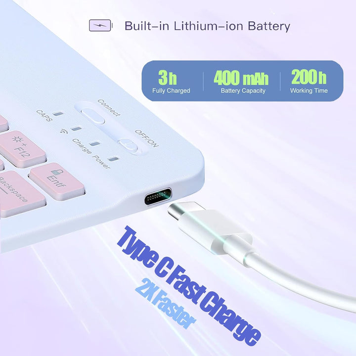 Tastatur Hülle für Lenovo Idea Tab Tablet 11", TPU Rückseite Hülle mit 3 Bereich 7 Farbe Beleuchtete