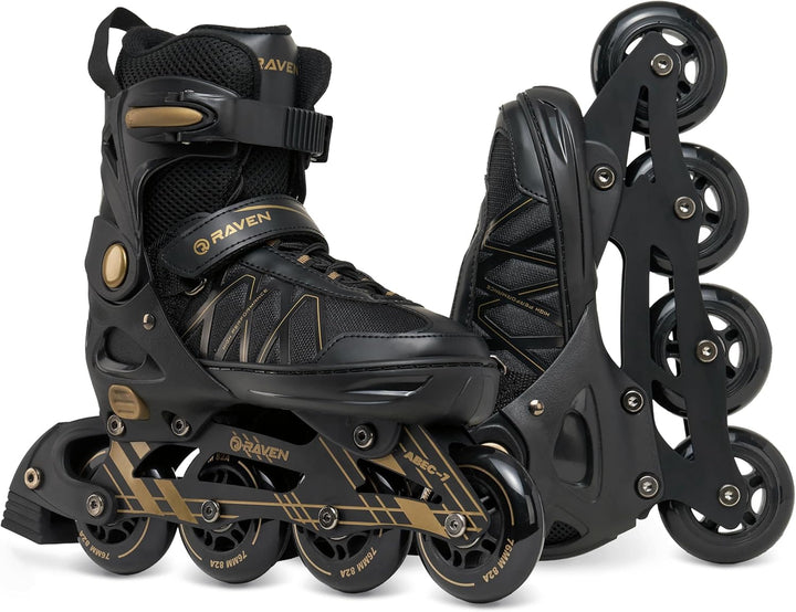 RAVEN Expert Inline Skates Inliner für Kinder und Erwachsene verstellbar 40-43 (25,5-28cm) Gold, 40-