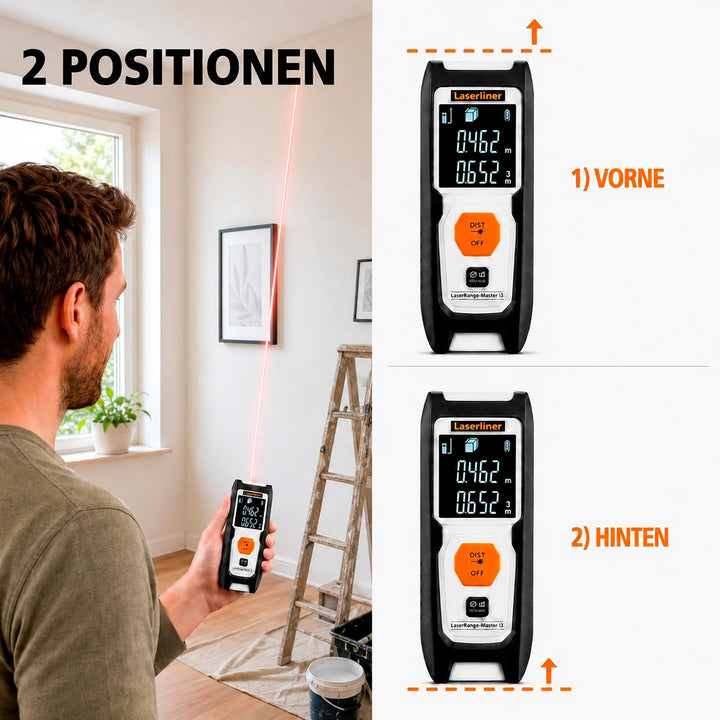 Laserliner Laser Entfernungsmesser, LaserRange-Master i3, digitales Messgerät mit 30 m Messbereich,