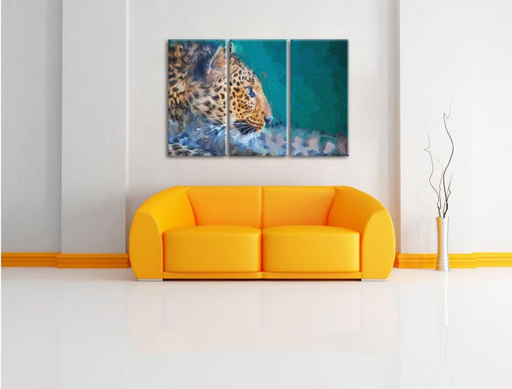 Pixxprint Wachsamer Gepard als Leinwandbild/Grösse: 3 Teilig (120x80) cm/Wandbild/Kunstdruck/fertig