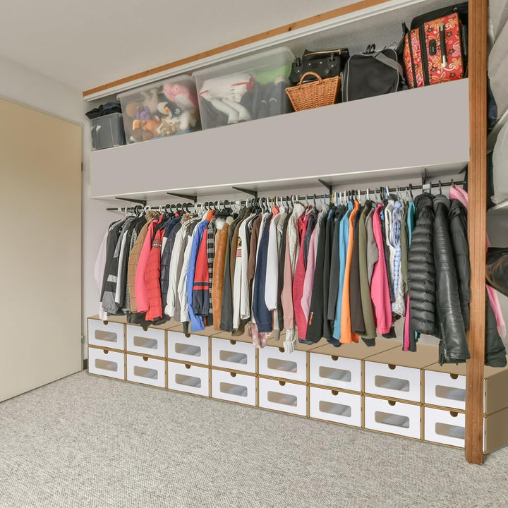 AufuN 20er Stapelbar Schuhboxen aus Kraftpapier mit Deckel & Transparent Sichtfenster, Praktische Sc