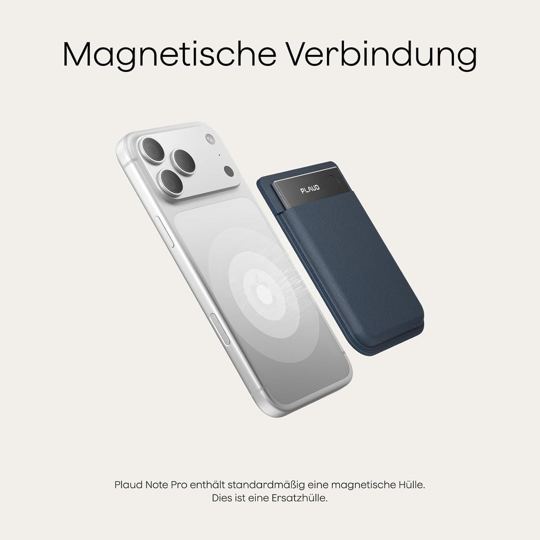Plaud Note Pro und Magnetische Hülle im Bundle(Dunkelblau), KI Digitales Diktiergerät App-Steuerung,