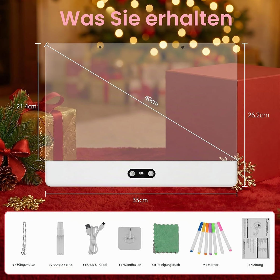 LED Zeichenbrett Wiederaufladbar mit RGB-Lichtern - 35cmx26cm Notiztafel aus kratzfestem Acryl,Led M