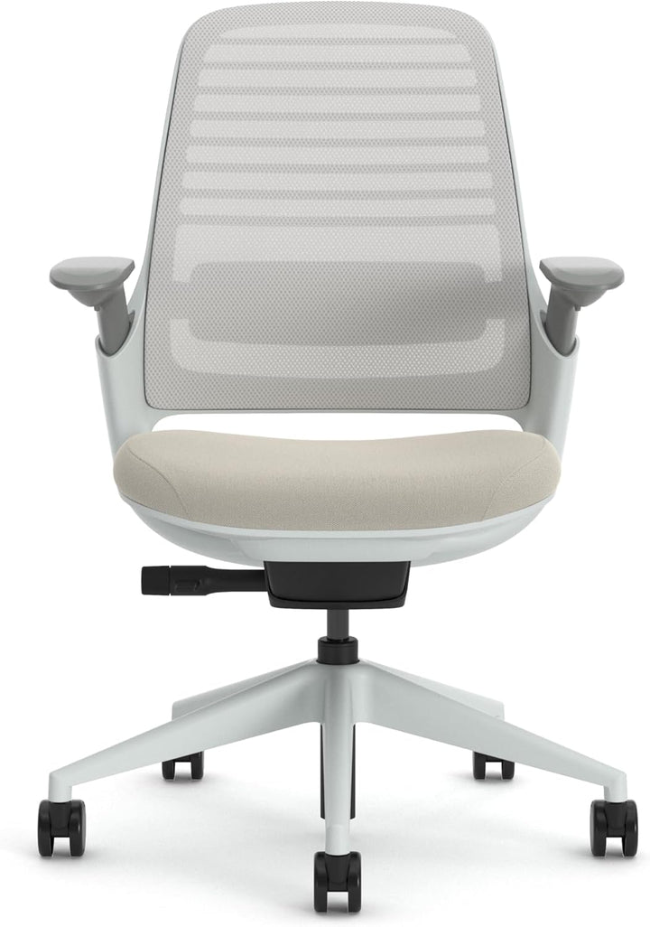 Steelcase Series 1 Ergonomischer Bürostuhl mit LiveBack Lumbalstütze und 4D-Armlehnen Beige Beige Oh