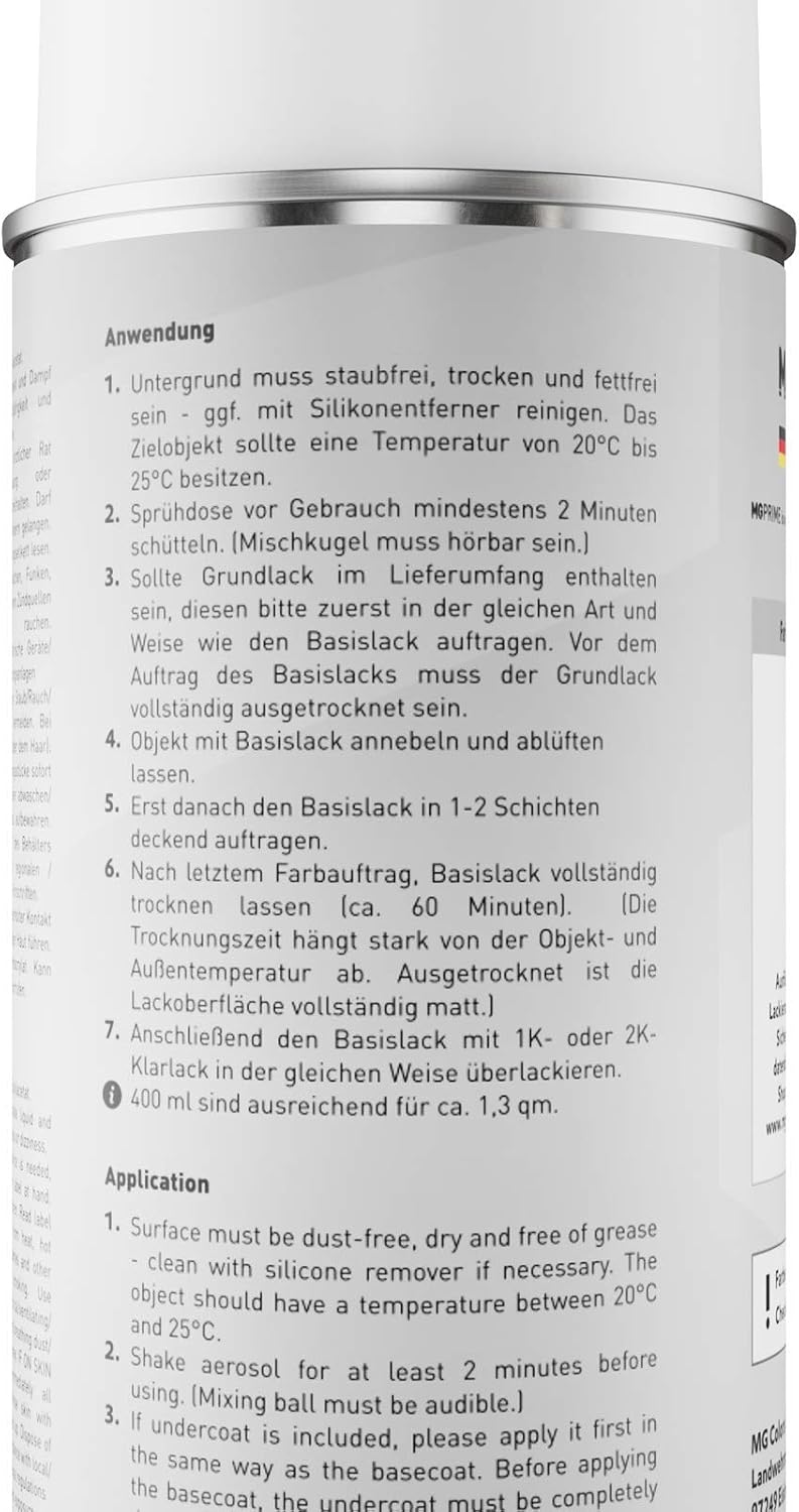 MG PRIME Autolack Sprühdosen Set für Volkswagen VW LR7L / R7L / 7B Silver Leaf Metallic/White Gold M