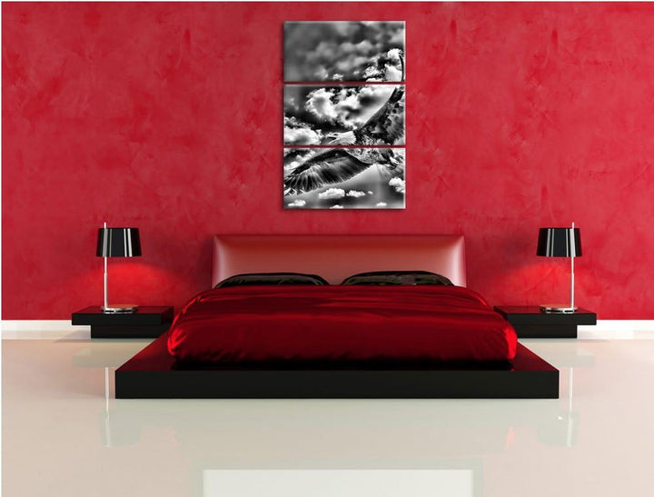 Pixxprint Adler fliegt über Berge als Leinwandbild/Grösse: 3 Teilig (120x80) cm/Wandbild/Kunstdruck/