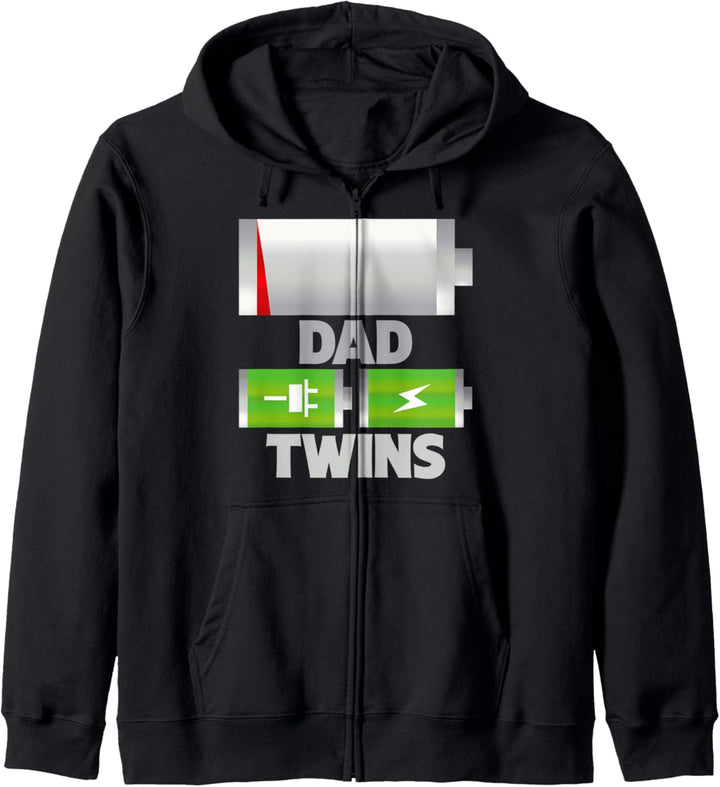 Müde Papa schwach auf Akku Zwillinge voll aufladen Witzig Kapuzenjacke