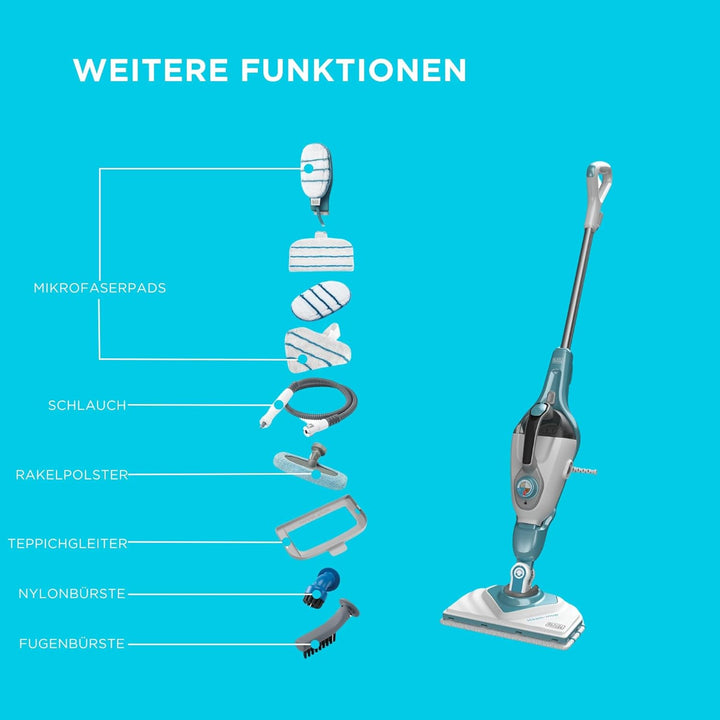 BLACK+DECKER BHSM166DSM Dampfmopp 2 und n1, 1.600 W mit Delta-Kopf