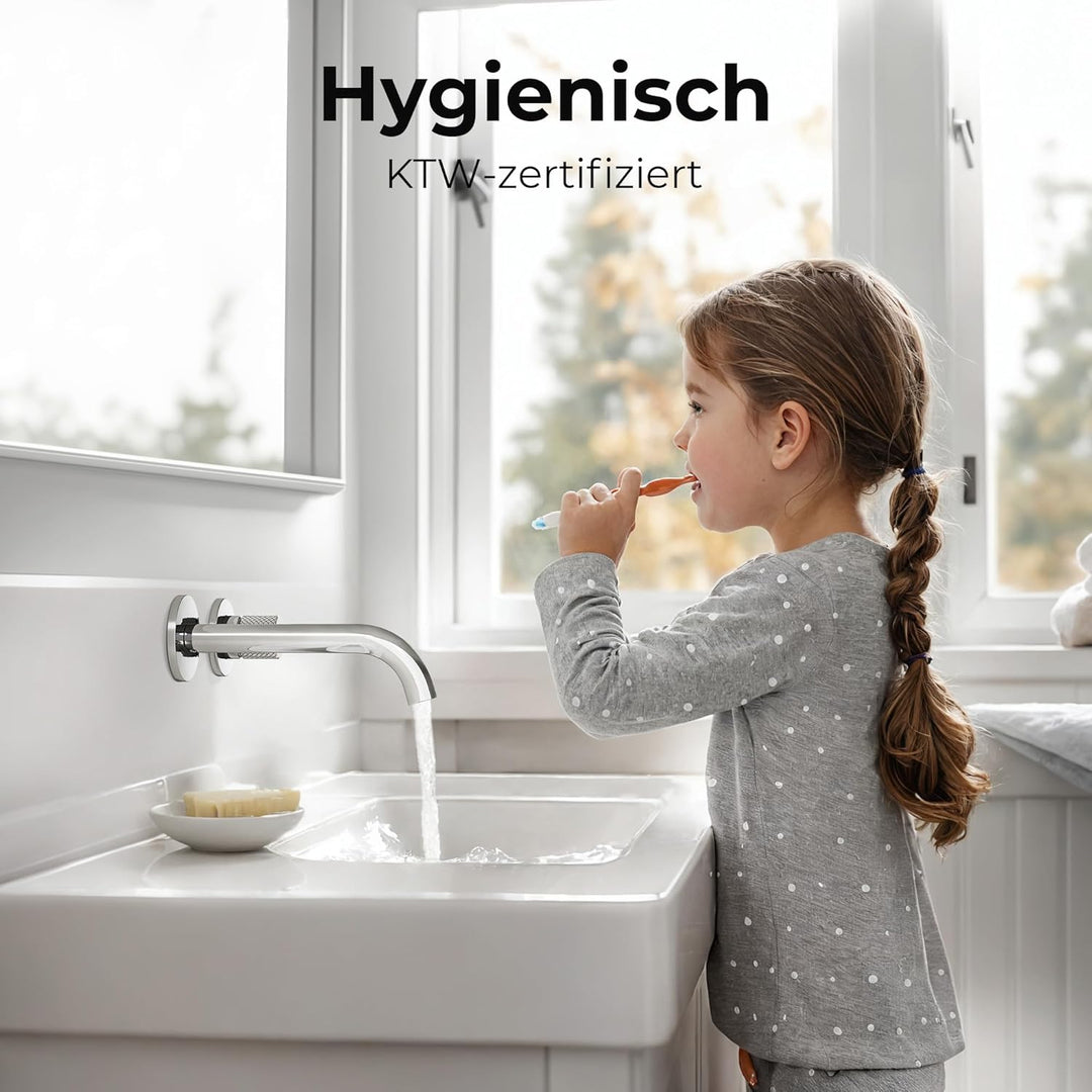 EMKE Waschtischarmatur Unterputz für Wandmontage, Wasserhahn Bad Unterputz, Mischbatterie Waschbecke
